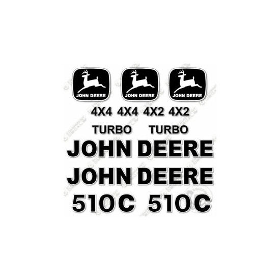 John Deere 510C Aufkleber Set Heckbagger Lader - 7 Jahr 3M Vinyl image {1}