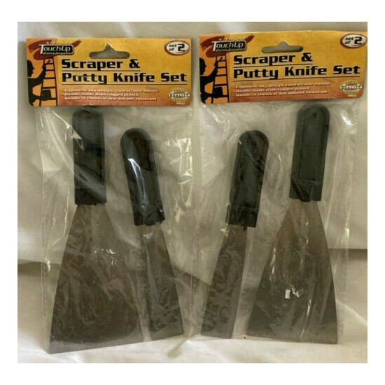 LOT of 2 PACKS x 2 PIECE SCRAPER & PUTTY KNIFE SETS * 4 TOOLS in Each Deal NEW image {1}