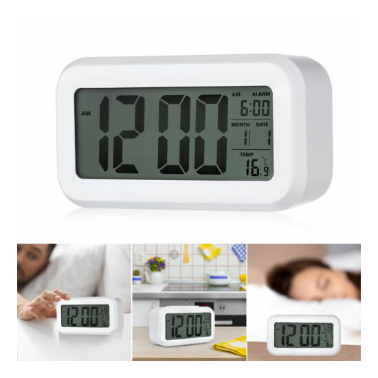 Digital LED Alarm Clock Snooze Back Light Time Calendar Thermometer Temperature image {14}