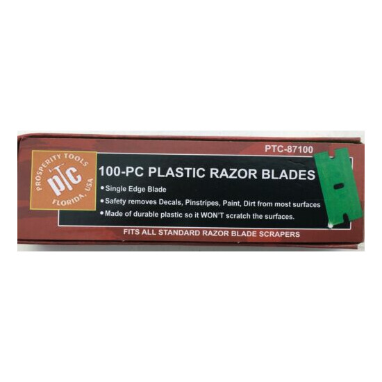 100 Pcs Plastic Single Edged Razor Blades & 2 Pc Scraper Removal image {4}