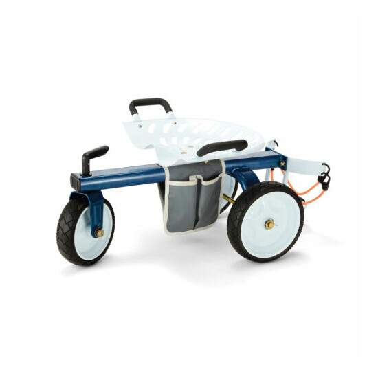 Gorilla Carts GCG-RGS Steel Rolling Lawn and Garden Scooter w/ Tool Holder, Blue image {1}