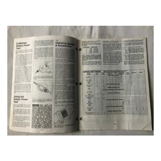 SEARS CRAFTSMAN ROTARY POWER TOOLS OWNERS MANUAL - MODEL 572.610520 & 572.610530 image {3}