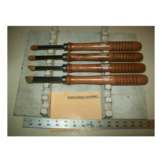 Set of 4 Sears Craftsman Carbide Tipped Wood Turning Chisels About 14 1/2" Long image {1}