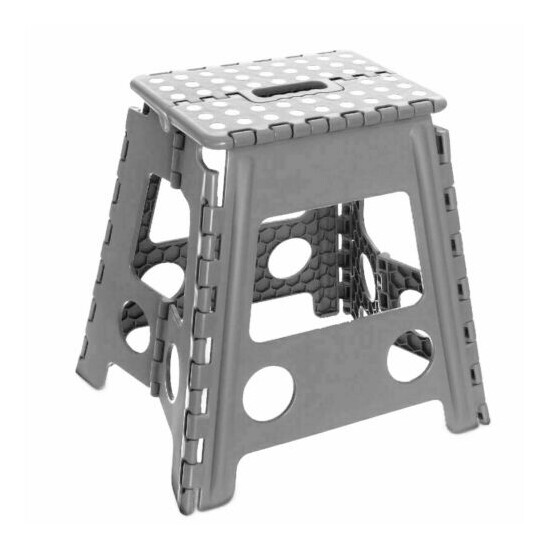 150KG Folding Step Stool Seat Multi Purpose Home Kitchen Compact Foldable Grey image {3}