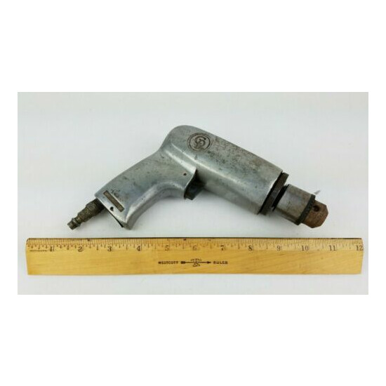 Chicago Pneumatic CP9292 Air drill Jacobs 3/8" Chuck 1800 RPM press tank WORKS! image {1}
