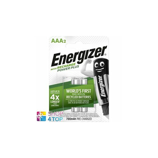 2 Energizer Accu Ricaricabile Power Plus AAA HR03 Batterie 1.2V 700mAh 2BL Nuovo image {1}