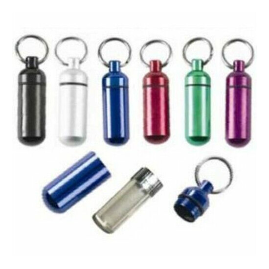 New 5PC Small Pill / ID Holder KeyChain ( Assorted Colors ) image {2}