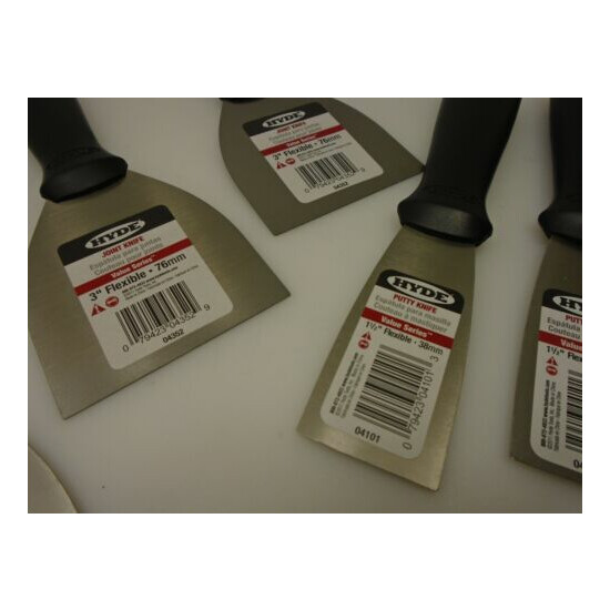 Hyde Value Series 6pc Bundle 1.5" Putty Knives & 3" Joint Knives Flex Blades New image {2}