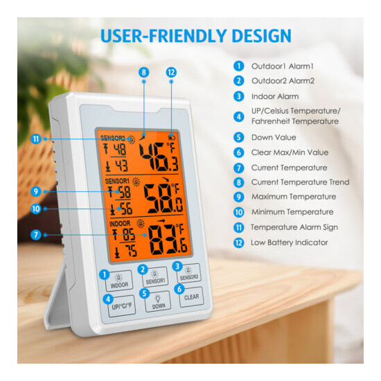 1pc Refrigerator Alarm Thermometer Digital Wireless Fridge Freezer&Temperature image {50}