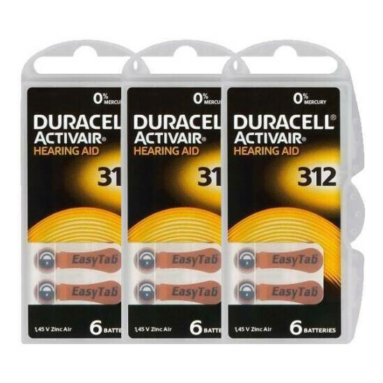 Duracell Activair Size 312 Hearing Aid Batteries 1.45V Zinc Air NEW  image {4}