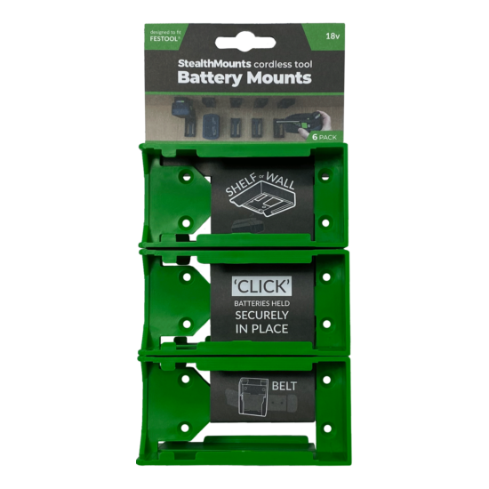 GREEN Battery Mounts for Festool 18v Batteries - 6 Pack image {1}