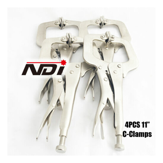 NDI 4PCS Heavy Duty Steel 11" C-Clamps Mig Welding Locking Plier Vice Grip N0105 image {2}