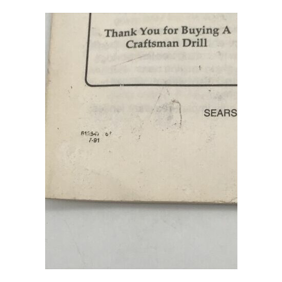 1991 Sears Craftsman 3/8 Inch Electric Drill Owners Manual 315.101470  image {2}