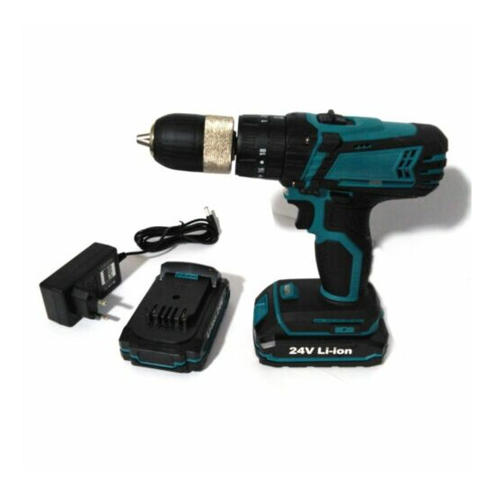 Screwdriver Impact Drill Driver 2 Lithium Batteries 24v 0-13mm spindle  image {2}