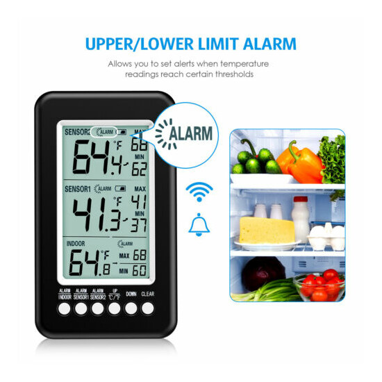 Refrigerator Alarm Thermometer Digital Wireless New Fridge Freezer Temperature image {4}