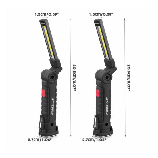 Magnetic Rechargeable COB LED Red Work Light Lamp Flashlight Folding Torch 3Mode image {15}