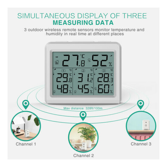 Digital LCD_Display Outdoor Indoor Thermometer Hygrometer Temperature Humidity image {14}