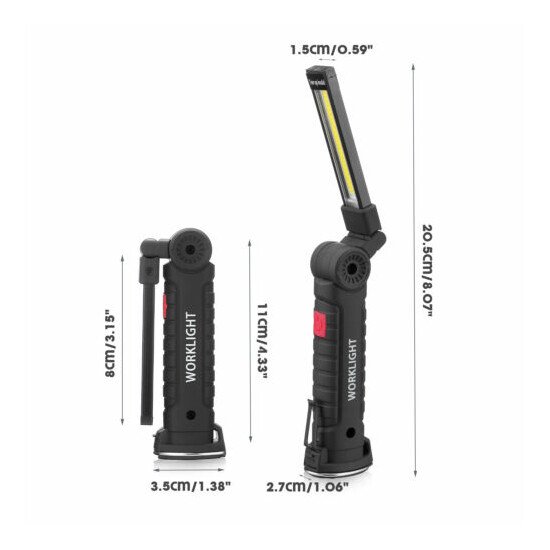 Magnetic LED Work Light Rechargeable COB Lamp Flashlight Inspect Folding Torch image {14}
