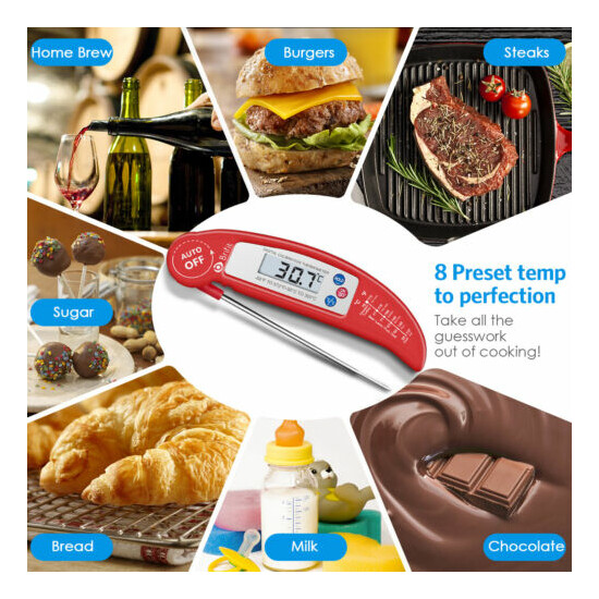 Food Digital Instant Read Meat Thermometer with Probe for Kitchen Cooking, BBQ image {2}