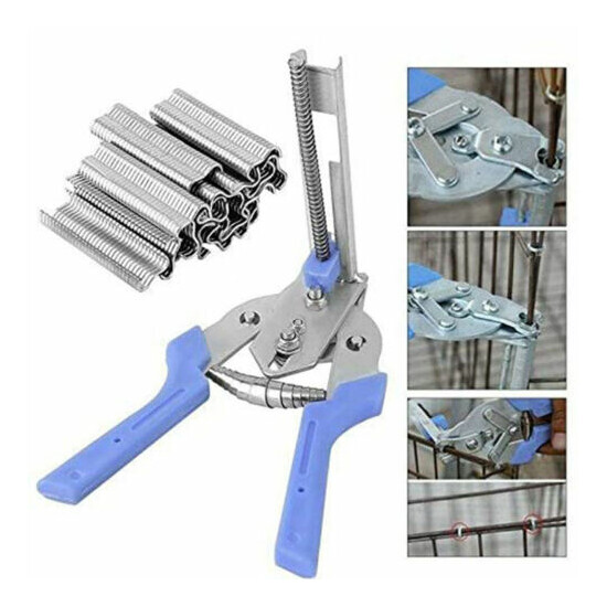 Type M Nail Ring Plier Kit Poultry Bird Cage Fasten Hog Wire Clamp Staples Tools image {11}