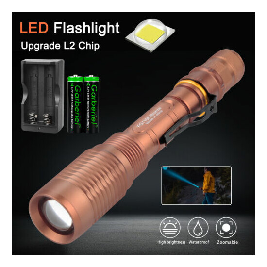 Super Bright Tactical Zoom L2 LED Flashlight 990000Lm 18650 Powerful Torch Light image {2}