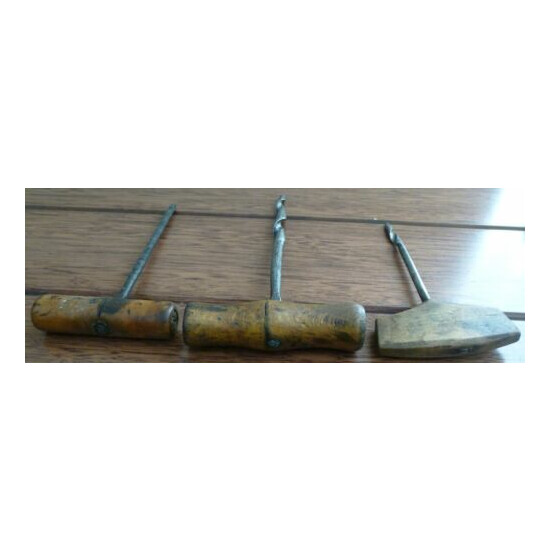 Variety of 7 Collectable Vintage / Antique Bradawls / Awls with Wooden Handles image {9}