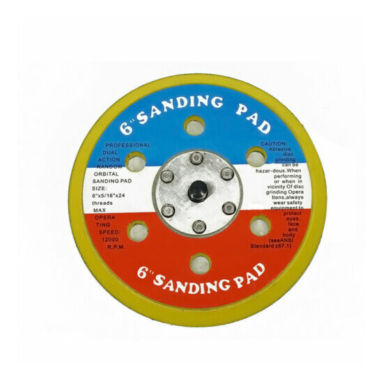New 6" Hook and Loop SANDING PAD Fits DA SANDER PALM D/A with 5/16"24 Threads US image {1}