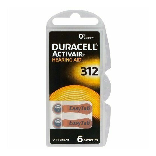 Duracell Activair Size 312 Hearing Aid Batteries 1.45V Zinc Air NEW  image {2}