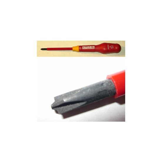 Insulated Electrical Slotted Phillips #1 Screwdriver, Contractors, Cabinet, APYB image {1}