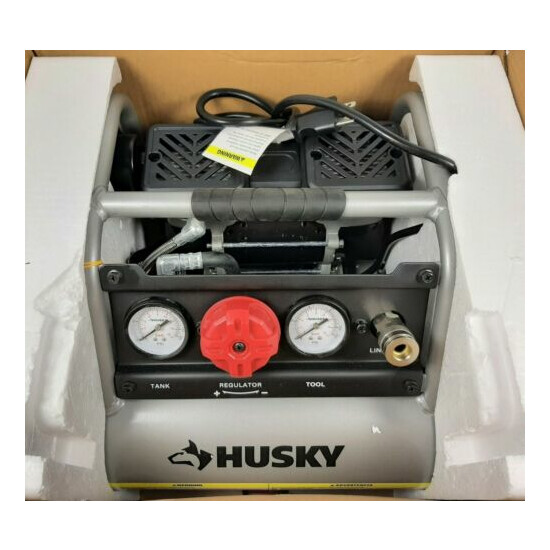 Husky 1 Gal. Portable Electric-Powered Silent Air Compressor Open Box image {1}