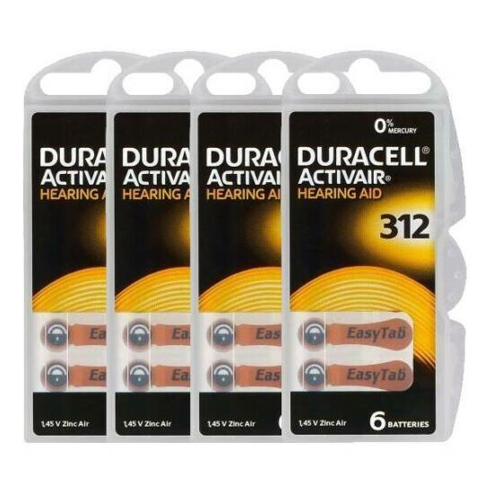 Duracell Activair Size 312 Hearing Aid Batteries 1.45V Zinc Air NEW  image {5}