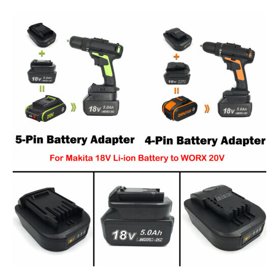 For Makita 18V Li-ion Battery to WORX 20V 4-Pin/5-Pin Power Tool Battery Adapter image {1}