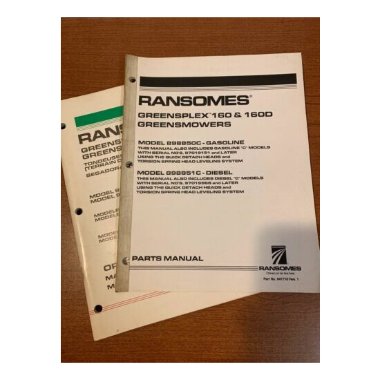 Ransomes Greensplex 160 D Greens Mower Parts Manual 898850C 898851C Greensmower image {1}