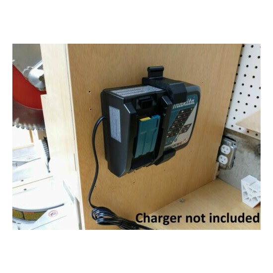 Wall Mount For Makita DC18RC Charger With Optional 18V Battery Mounts image {1}