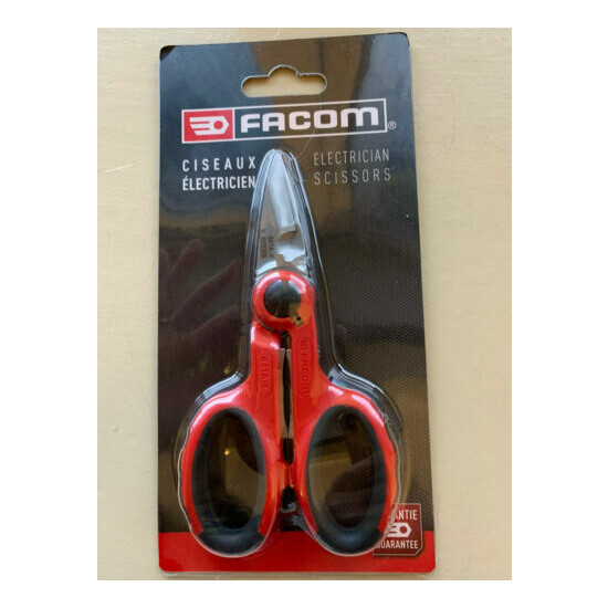 Comfort Grip Facom Scissors Electrician Scissors Sheathed Integral Crimping Tool image {1}