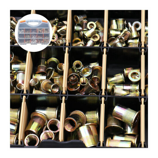 1450pc Zinc Steel Rivet Nut Kit Rivnut Insert Nutsert Assort Metric Threaded Kit image {10}