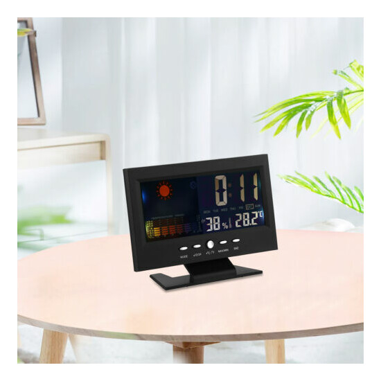 LED Digital Alarm Clock Snooze Calendar Thermometer Hygrometer Weather Display  image {9}
