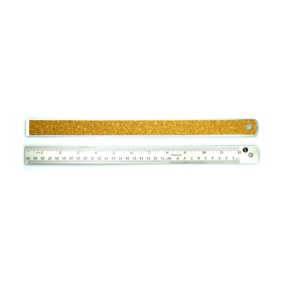 New 1pc 12" Non - Skid Cord Back 30cm SAE & METRIC RULER - stainless steel image {1}