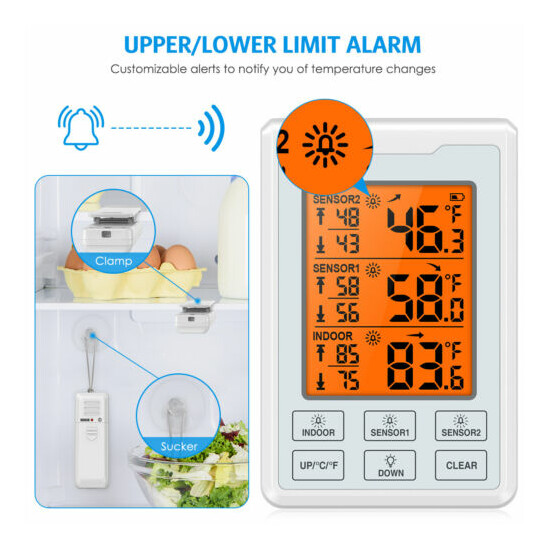 1pc Refrigerator Alarm Thermometer Digital Wireless Fridge Freezer&Temperature image {48}