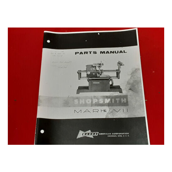Shopsmith MARK 7 Owners Parts Manual 1965 Magna America 4j5 image {1}