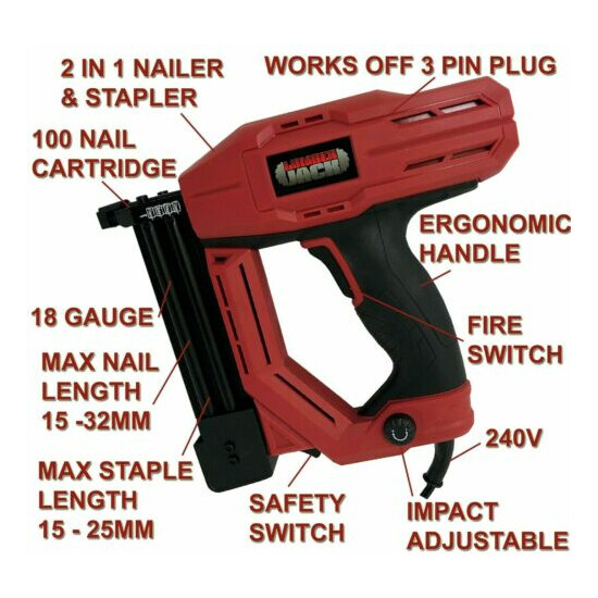Lumberjack Nail & Stapler Gun Electric Heavy Duty Nailer Tacker 230V  image {2}