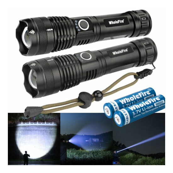 SUPER BRIGHT 100000LM 70W LED Flashlight Tactical Torch XHP 70 26650 Battery USA image {15}