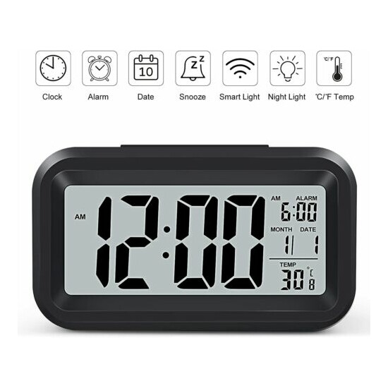 LED Digital Alarm Clock Time Temperature Thermometer Calendar Backlight Snooze image {1}