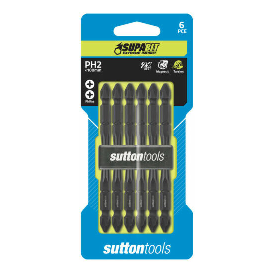6 x SUTTON SUPABIT PHILLIPS HEAD PH2 x 100mm DOUBLE ENDED BITS FOR IMPACT DRIVER image {2}