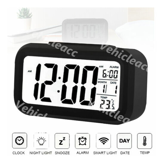 Desk Digital Time Calendar Weather Snooze Alarm Clock LED Backlight Temperature image {1}