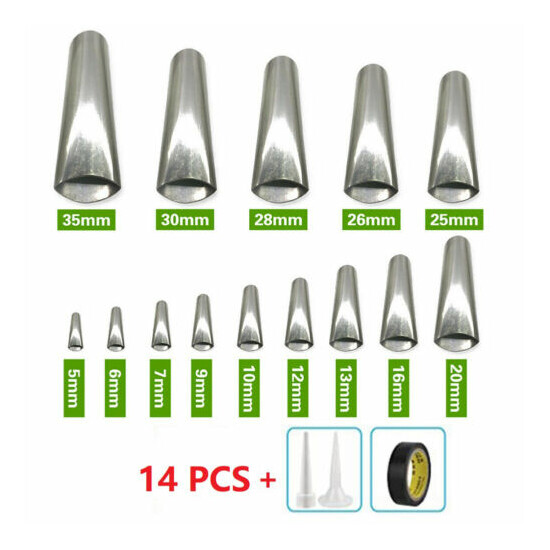 14 PCS Caulking Finisher Nozzle STAINLESS Push Rod Caulking Tips Spare Kitchen image {2}