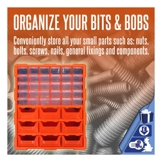 Toolbox 39 Drawer Storage Cabinet DIY Tools Organiser Case Bit Screws Bolt Multi image {3}
