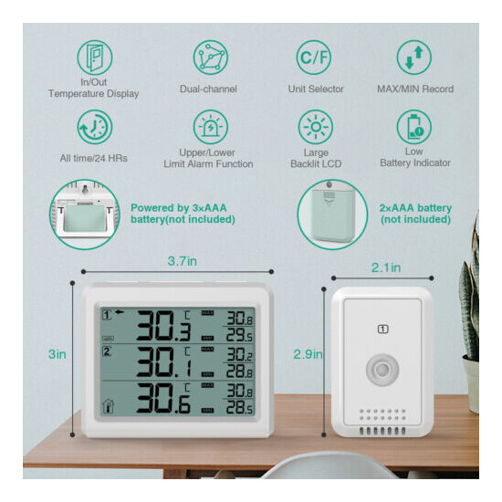 LCD Digital Refrigerator Thermometer Kitchen Wireless Fridge_Freezer Temperature image {9}