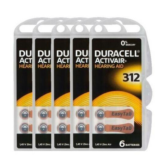 Duracell Activair Size 312 Hearing Aid Batteries 1.45V Zinc Air NEW  image {6}
