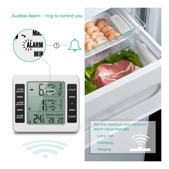 1pc Refrigerator Alarm Thermometer Digital Wireless Fridge Freezer&Temperature image {23}